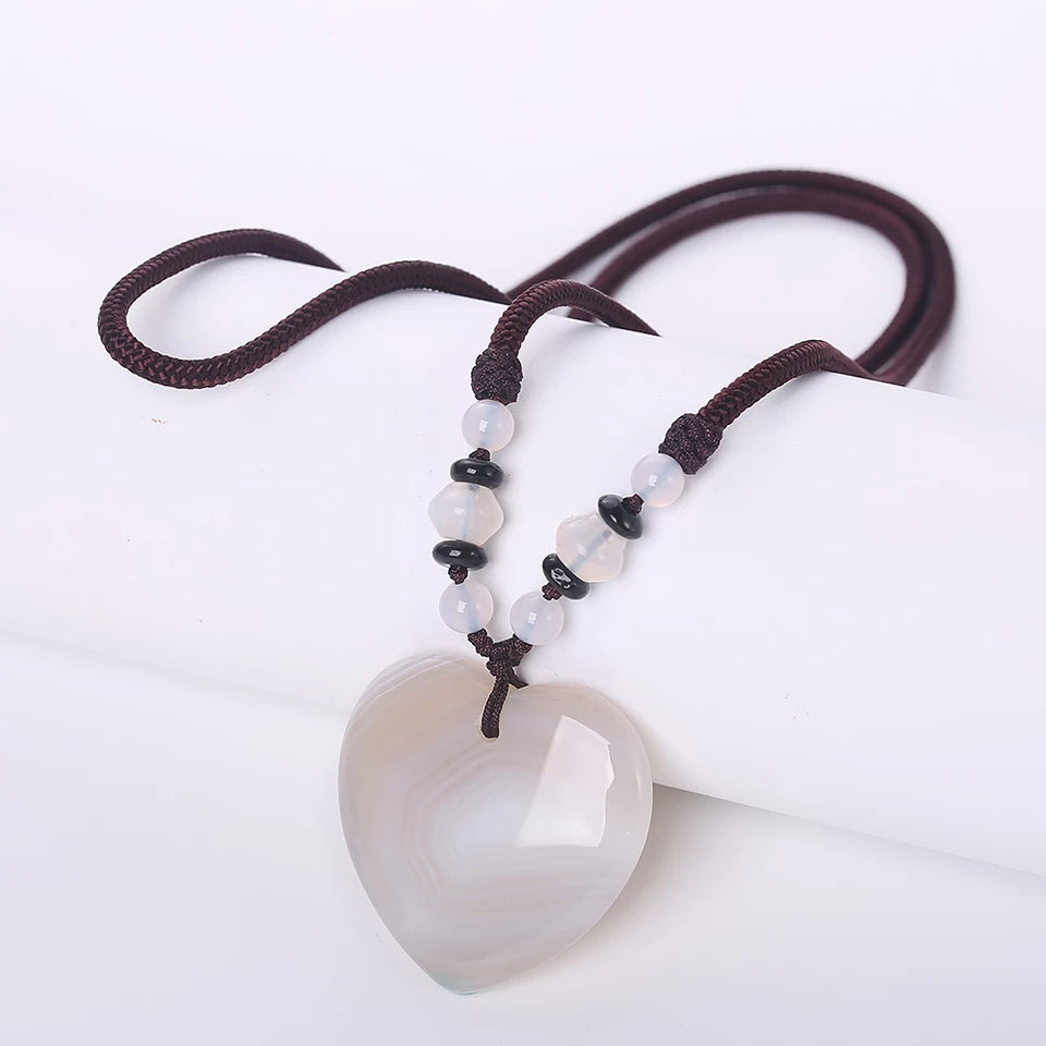 White Agate Heart Detox Necklace.
