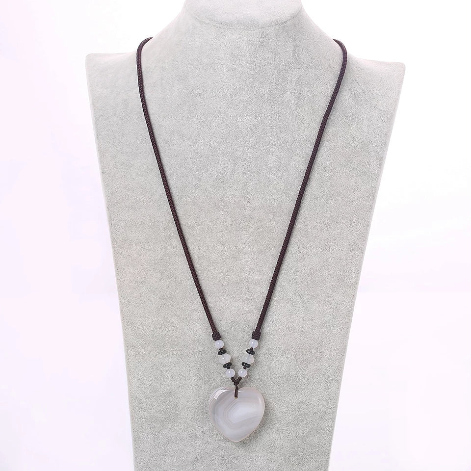 White Agate Heart Detox Necklace.