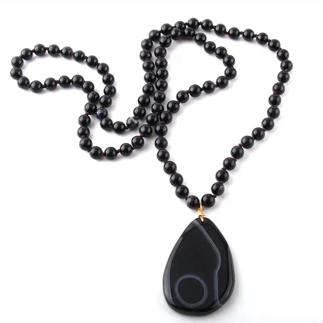 Nova Black Agate Mala Beads.