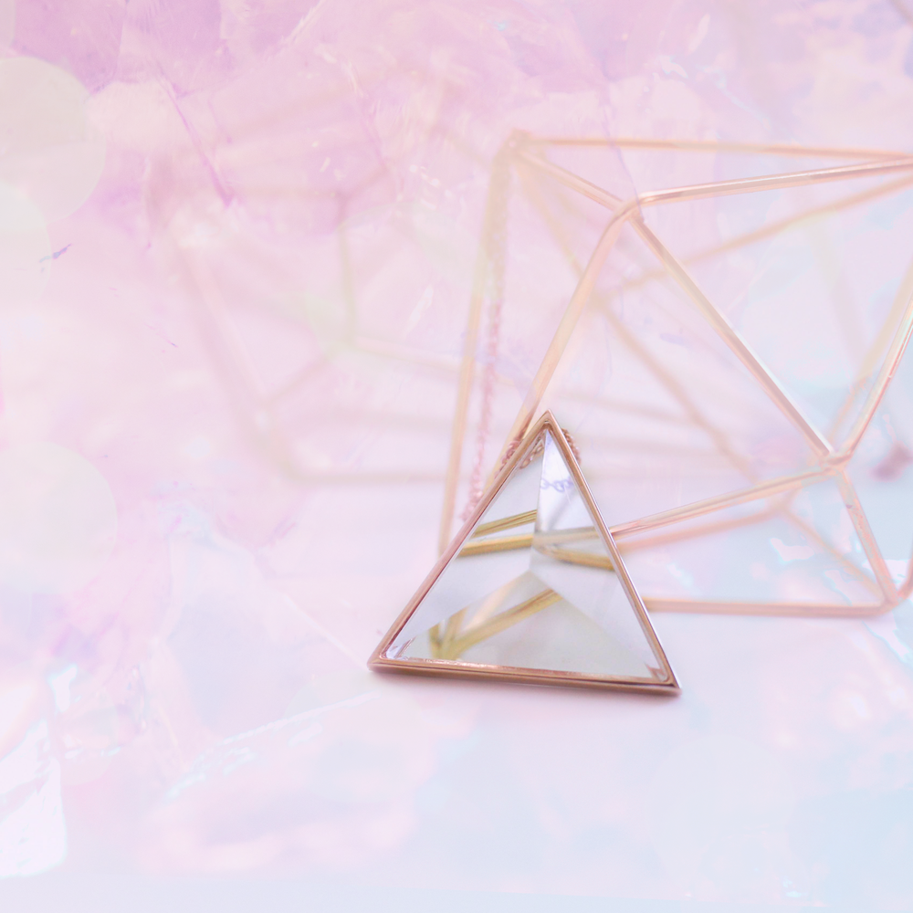 Clarity Priestess Triangle Prism Diamond Grade Quartz in Rose Gold.