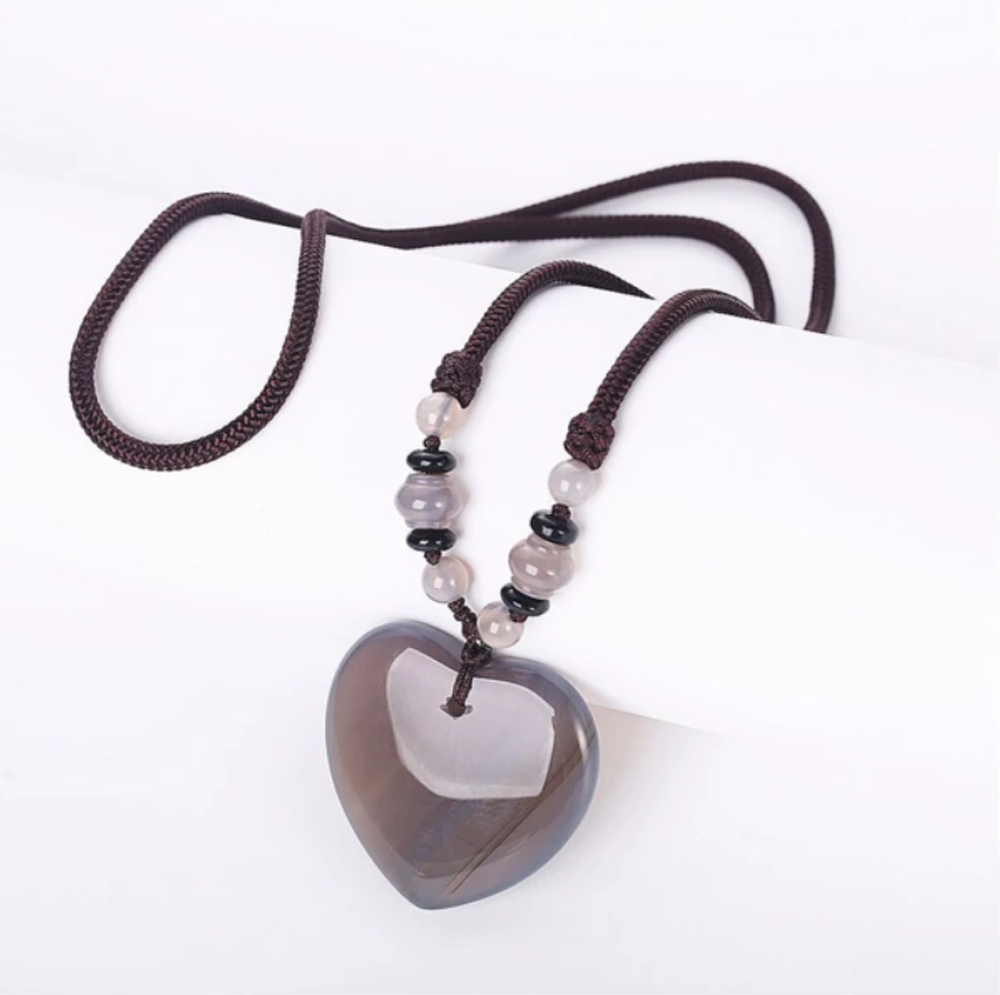 Gray Agate Heart Detox Necklace.