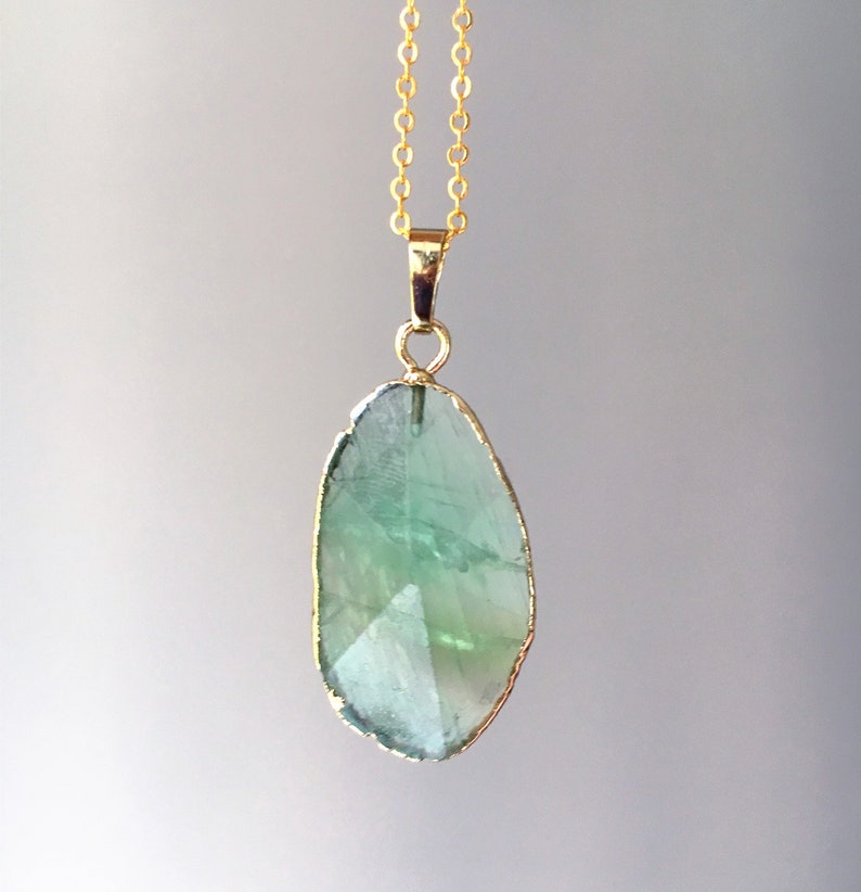 Stability Fluorite Necklace in Gold.