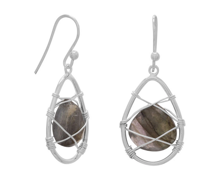 Lightworker Labradorite + Silver Wire wrap Earrings