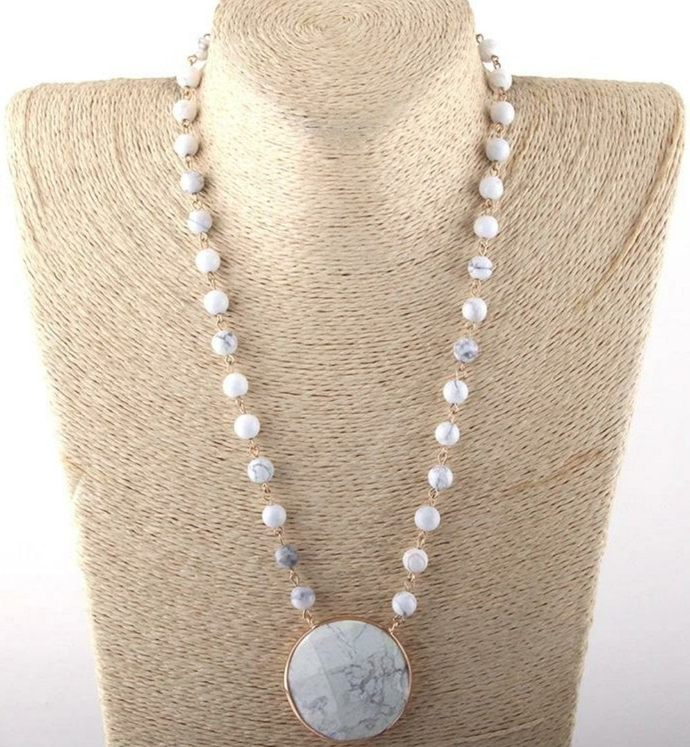 Howlite Rosary Necklace.