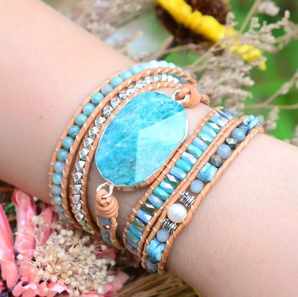 Amazonite Wrap Bracelet.