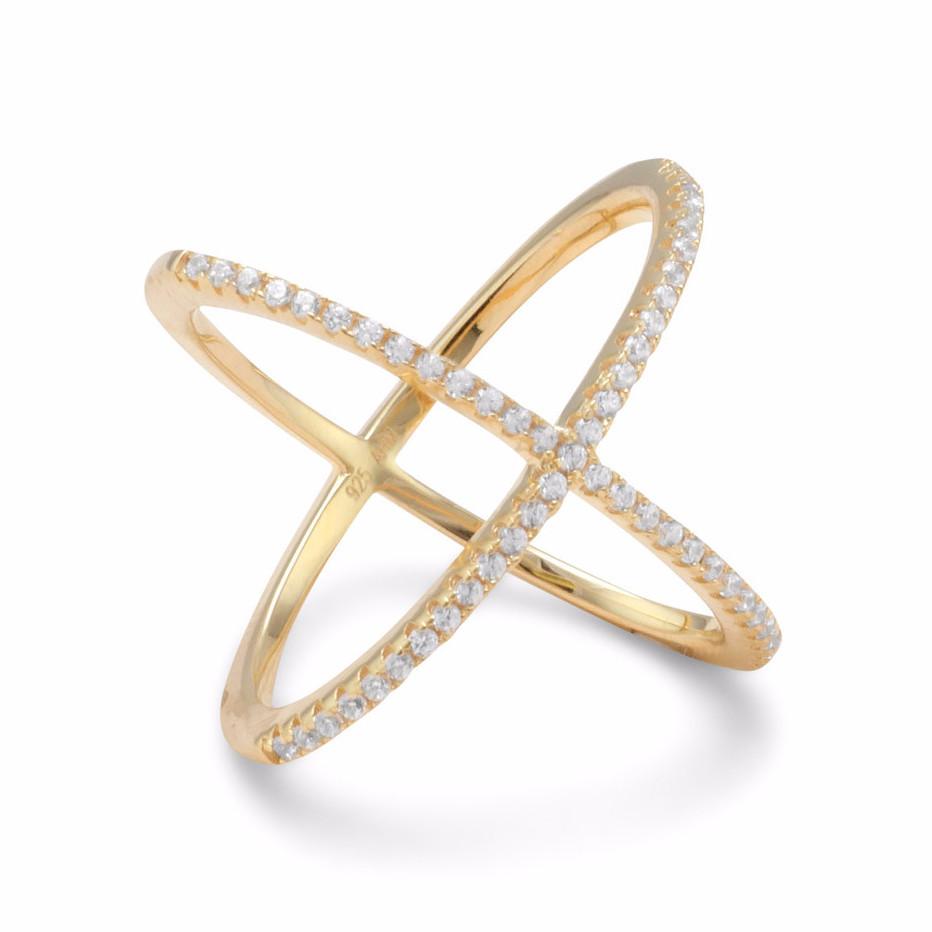 Criss Cross Signity Gold Ring