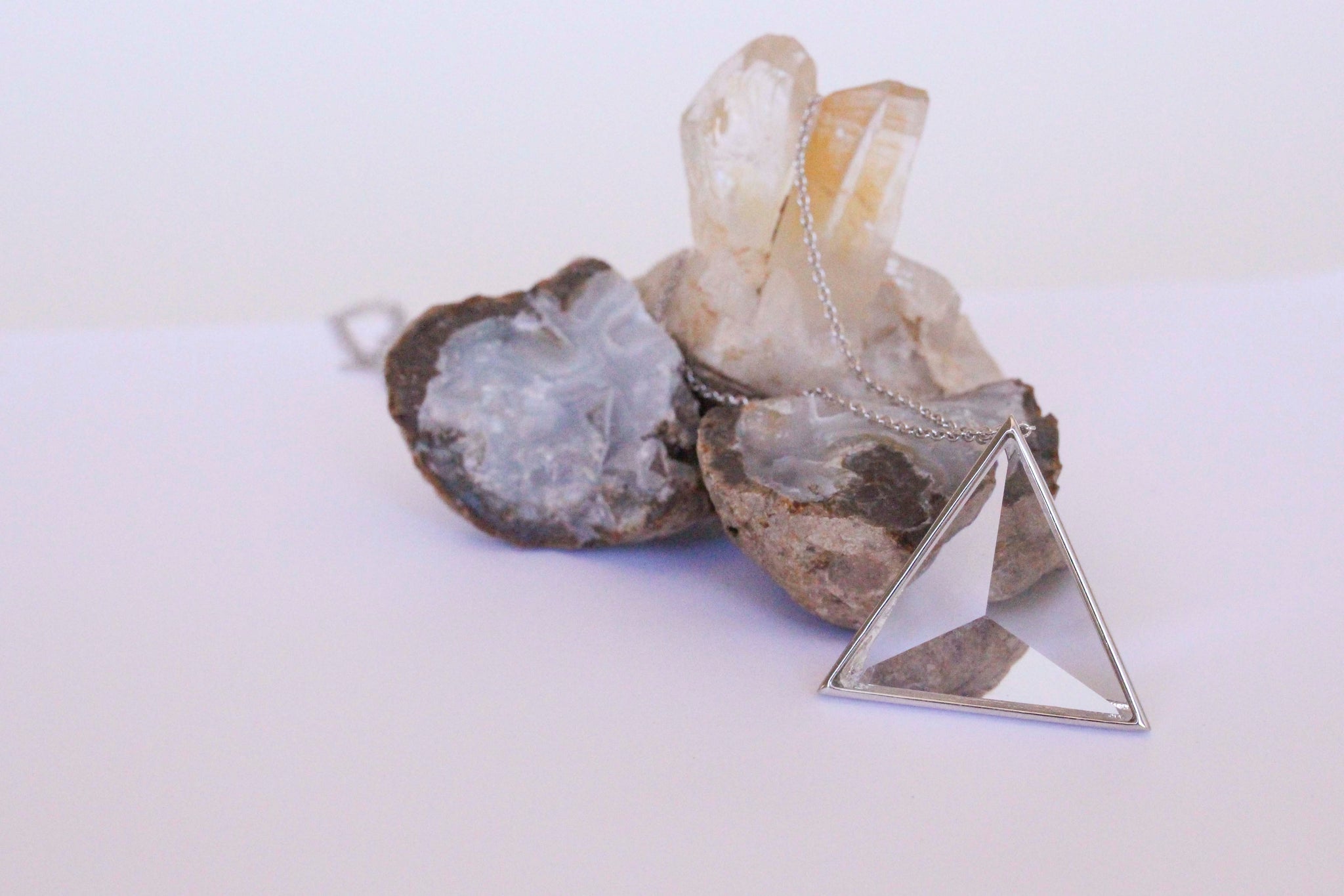 Clarity Priestess Triangle Prism Diamond Grade Quartz in Silver