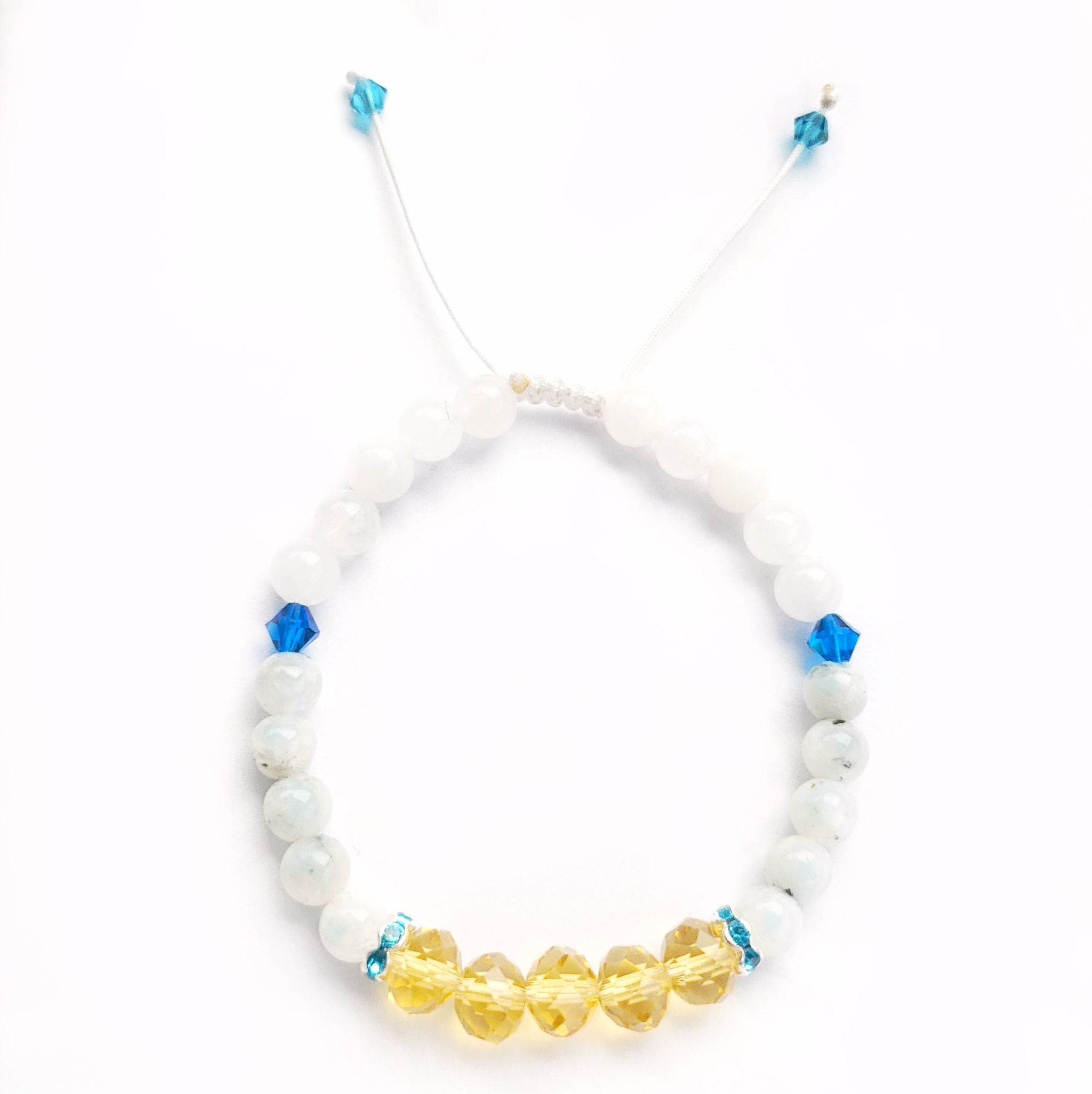 Peace for Ukraine Bracelet | Moonstone + Crystal Mala Beads.
