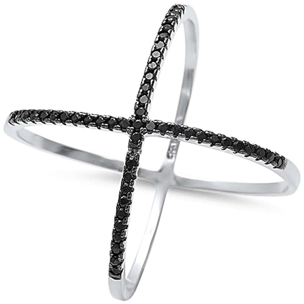 Black Spinel Criss Cross Ring