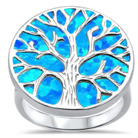 Chakra Healing Blue Opal Tree of Life Ring