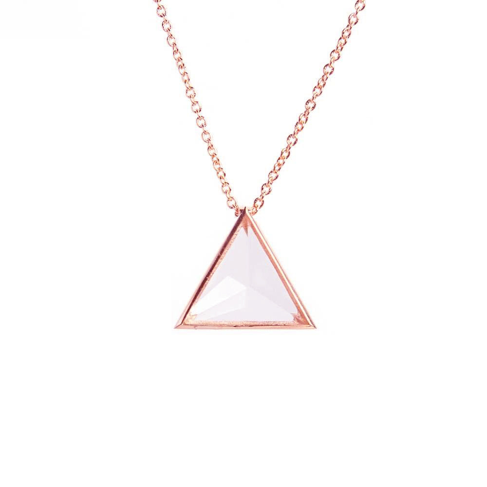 Clarity Priestess Triangle Prism Diamond Grade Quartz in Rose Gold