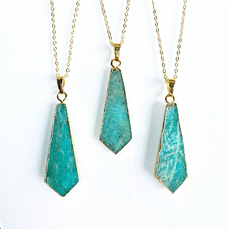 Lucky Amazonite Necklace in Gold.