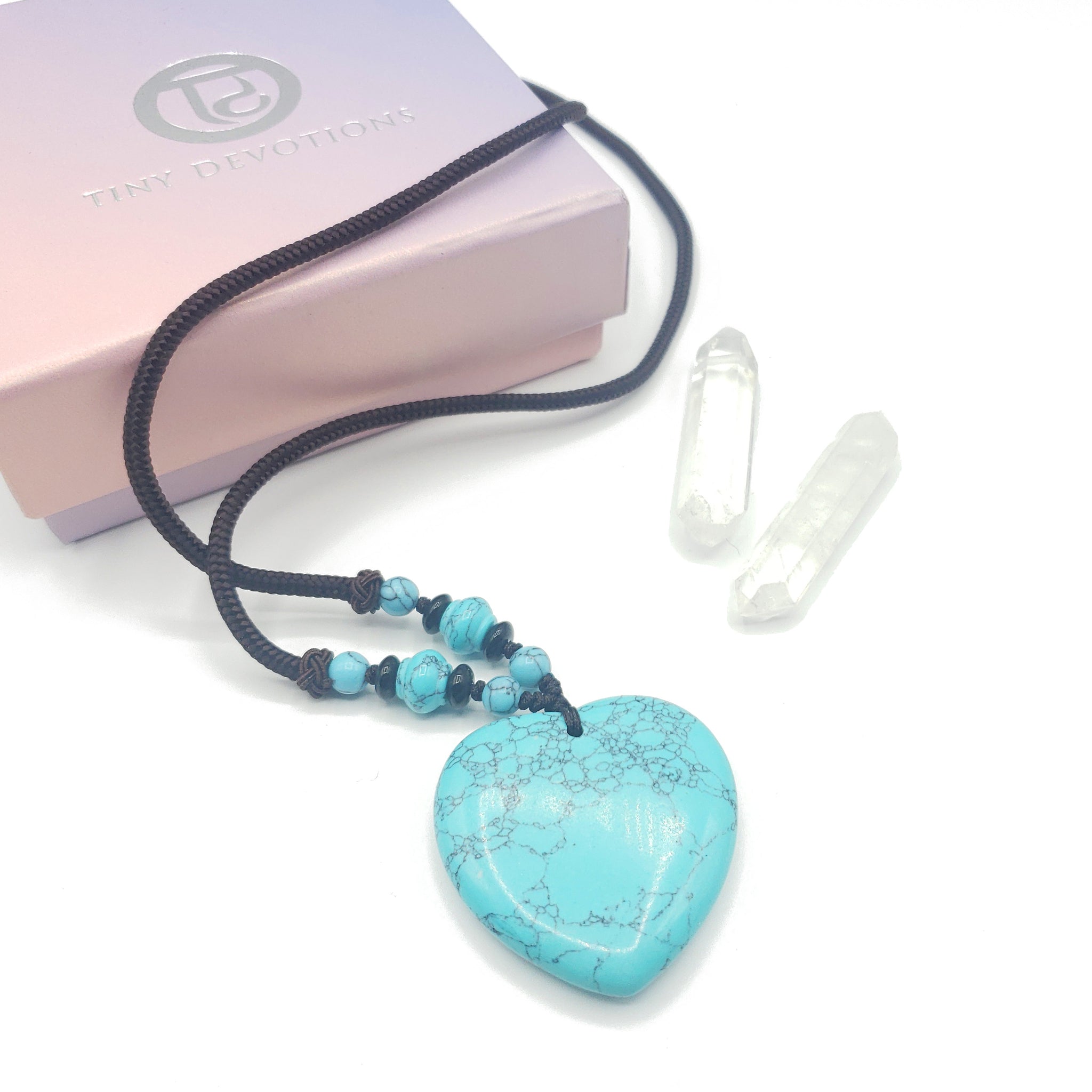Turquoise Magnesite Heart Detox Necklace.