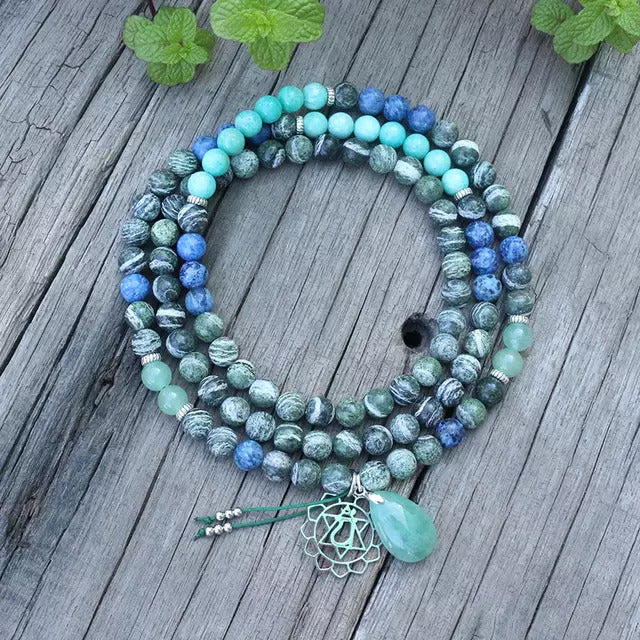 Chakra Cleansing Mala Bead Necklace.