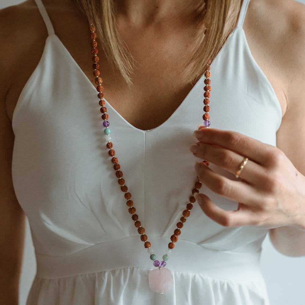 Shanti Mala | Mala Beads Japa Meditation Necklaces Sacred Geometry Healing Spiritual Crystal Collections.