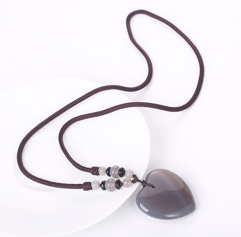Gray Agate Heart Detox Necklace.
