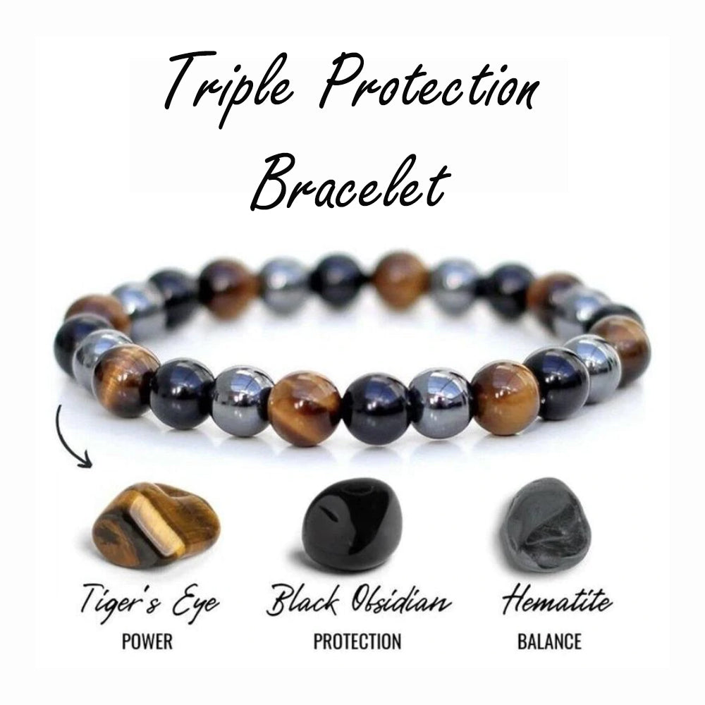 Triple Protection Mala Bead Bracelet.