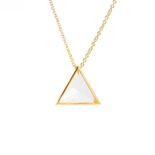 Clarity Priestess Triangle Prism Diamond Grade Quartz in Gold